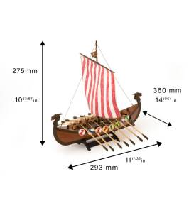 Wikingerschiff Drakkar Viking Modellschiff 1:75 Holz