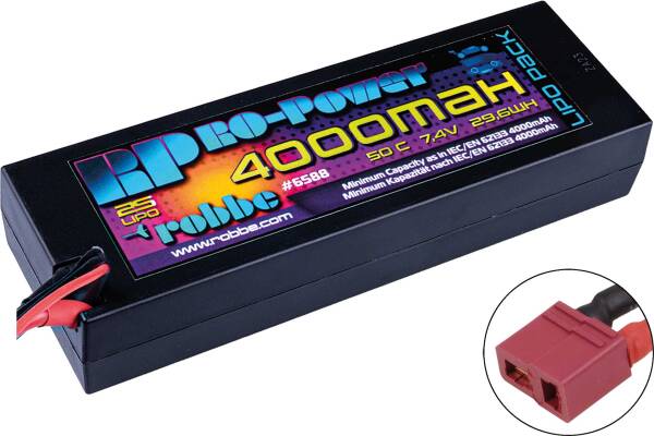 Ro-Power Car LiPo Battery 4000 mAh 7.4 V 50C Hardcase with T-connector