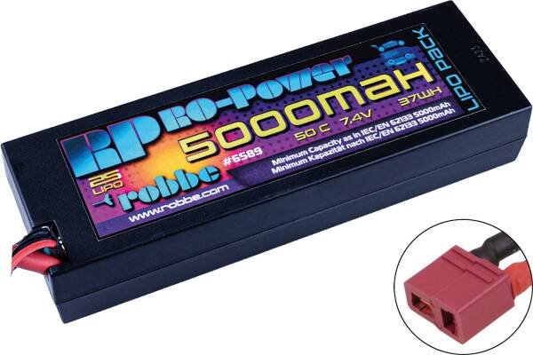 Ro-Power Car LiPo Battery 5000 mAh 7.4 V 50C Hardcase with T-connector
