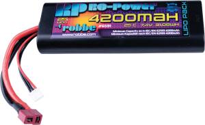 Ro-Power Car LiPo Battery 4200 mAh 7.4 V 25C Round Case with T-connector and Tamiya adapter