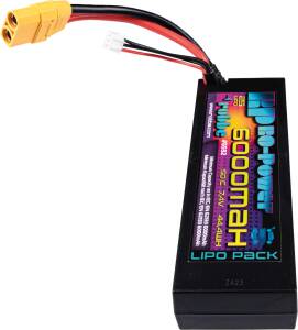 Ro-Power Car LiPo Akku 6000 mAh 7,4 V 50C Hardcase mit XT-90 und T-Stecker Adapter