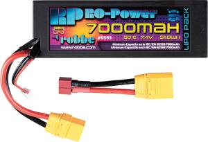 Ro-Power Car LiPo Battery 7000 mAh 7.4 V 50C Hardcase with XT-90 and T-connector adapter