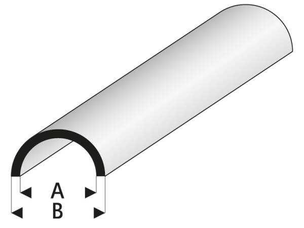 ASA Rohr halbrund 2,5x4x1000 mm
