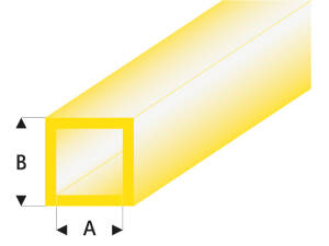 ASA Quadrat Rohr transparent gelb 2x3x330 mm (5)