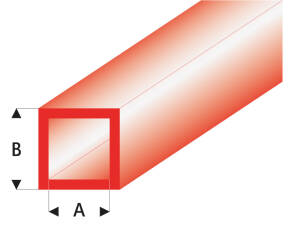 ASA Quadrat Rohr transparent rot 2x3x330 mm (5)