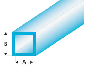 ASA Quadrat Rohr transparent blau 2x3x330 mm (5)