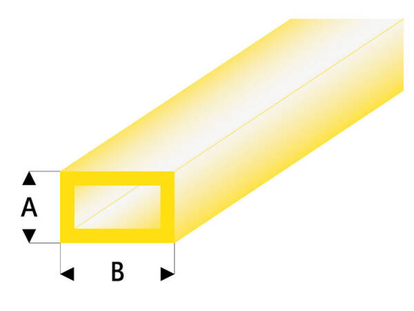 ASA Rechteck Rohr transparent gelb 2x4x330 mm (5)