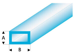 ASA Rechteck Rohr transparent blau 3x6x330 mm (5)